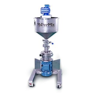 PerMix Powder Induction Mixer system with hopper and inline high-shear mixer for rapid powder-liquid blending